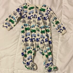 Wonder Nation Cotton Baby Boys One Piece with Blue and Green Vehicle Print